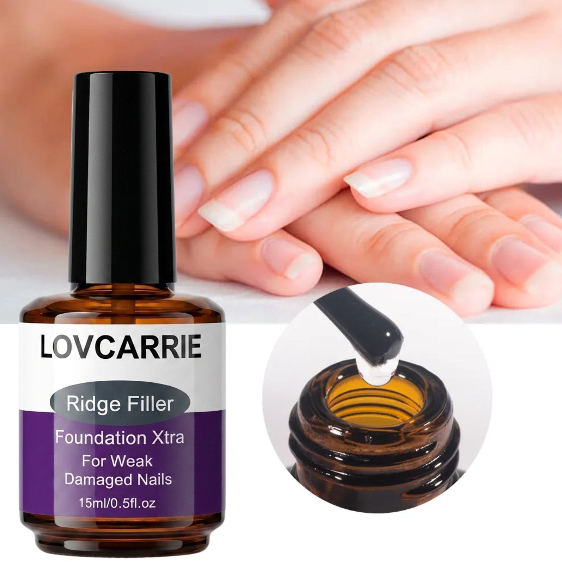 Lovcarrie Professional Nail Ridge Filler Foundation Xtra Smoother Nail Surface 15ml