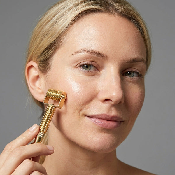 Luxury Golden Roller Collagen Facial Roller Acupressure Made of Pure Copper