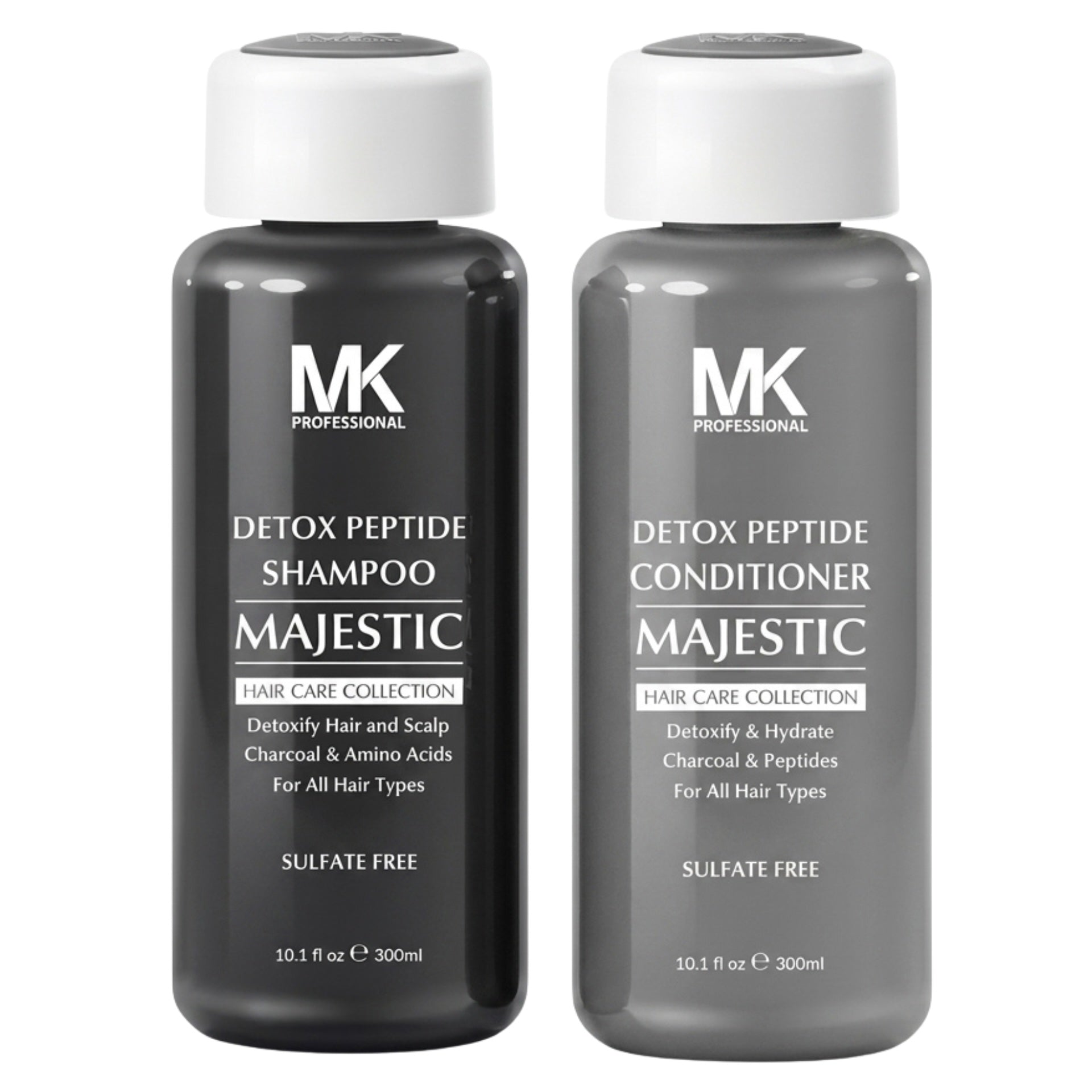 MK Professional Majestic Detox Peptide Charcoal Shampoo and Conditioner 300ml