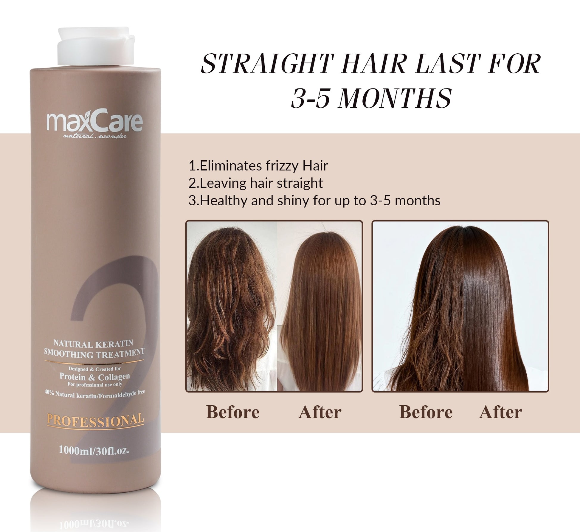 Maxcare Brazilian Natural Keratin Smoothing Treatment 1000ml