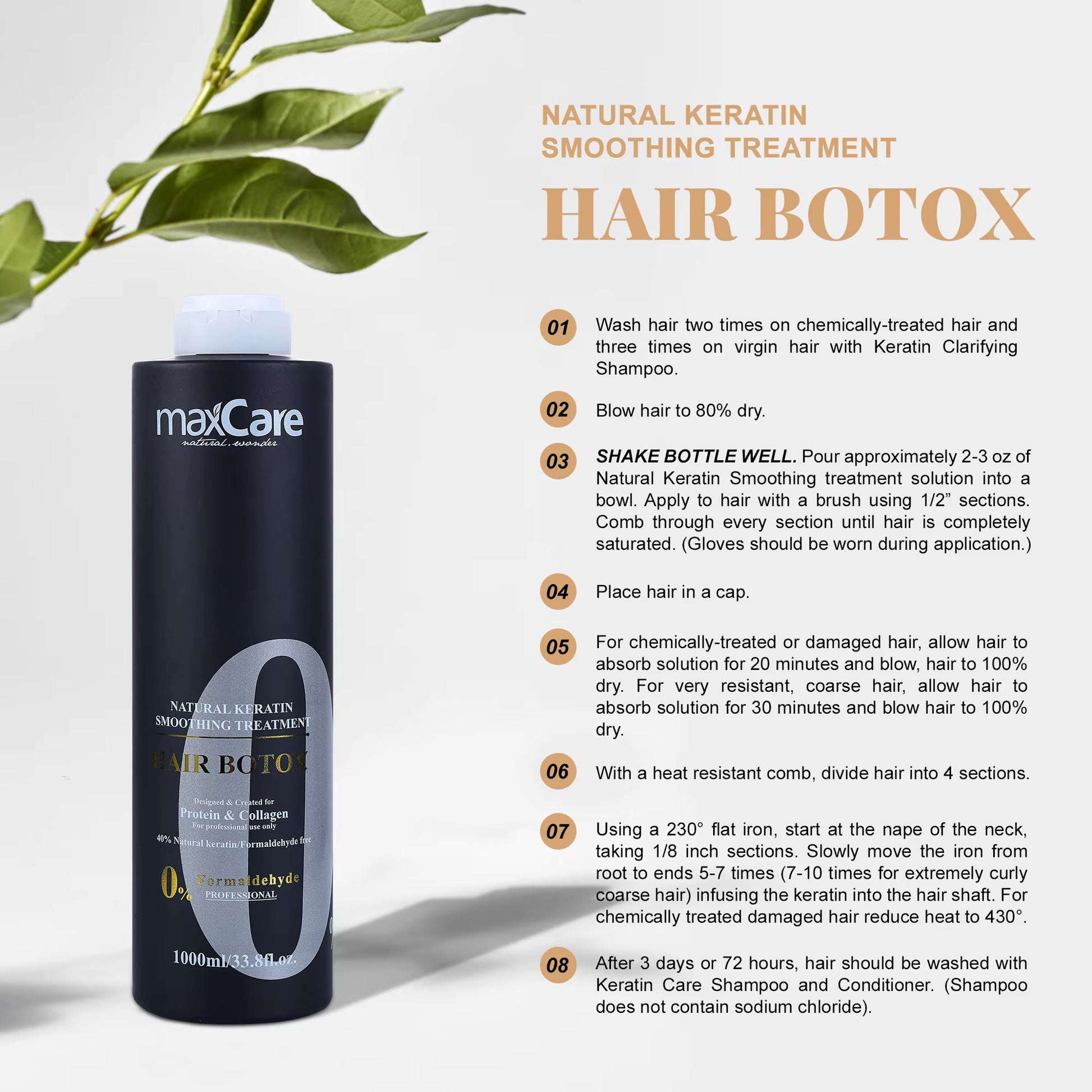 Maxcare Hair Repair Natural Keratin Protein Collagen Smoothing Treatment 1000ml