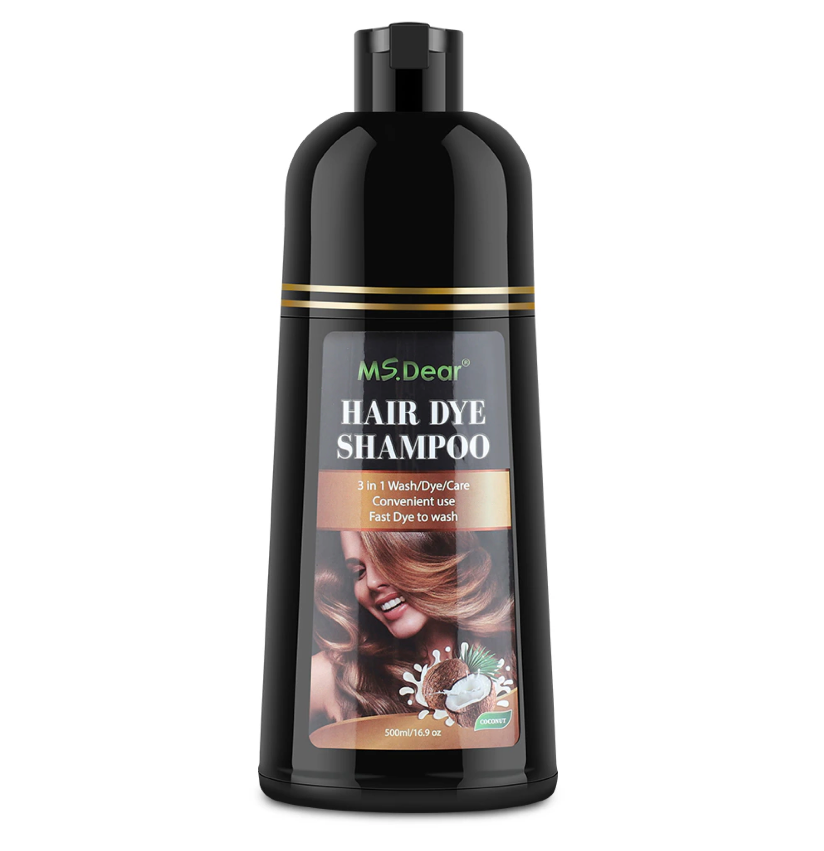 Ms Dear Hair Dye 3 In 1 Grey Coverage Coffee Shampoo 500ml
