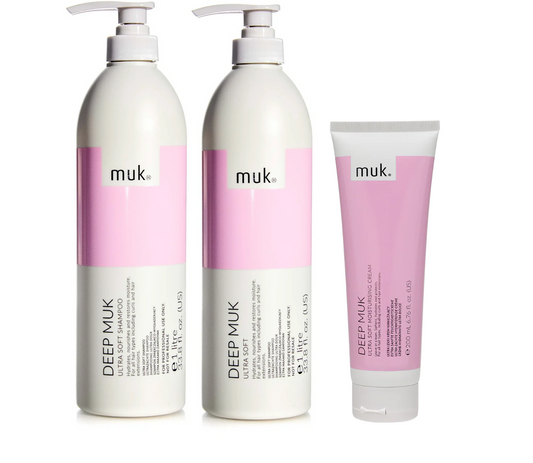 Muk Deep Ultra Soft Shampoo and Conditioner 1000ml + Moisturising Cream 200ml