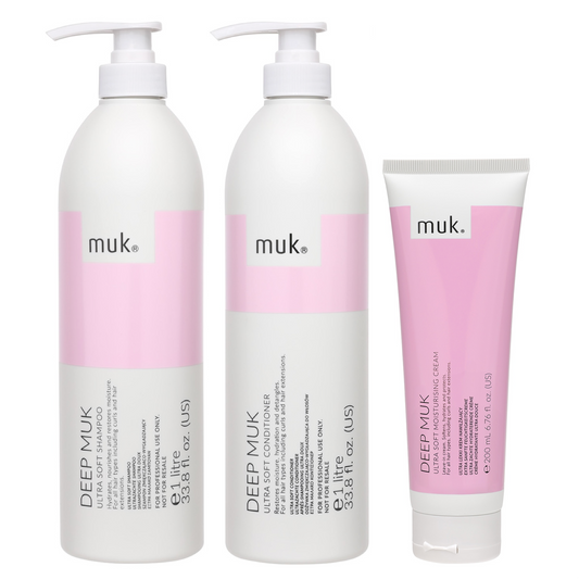 Muk Deep Ultra Soft Shampoo and Conditioner 1000ml + Moisturising Cream 