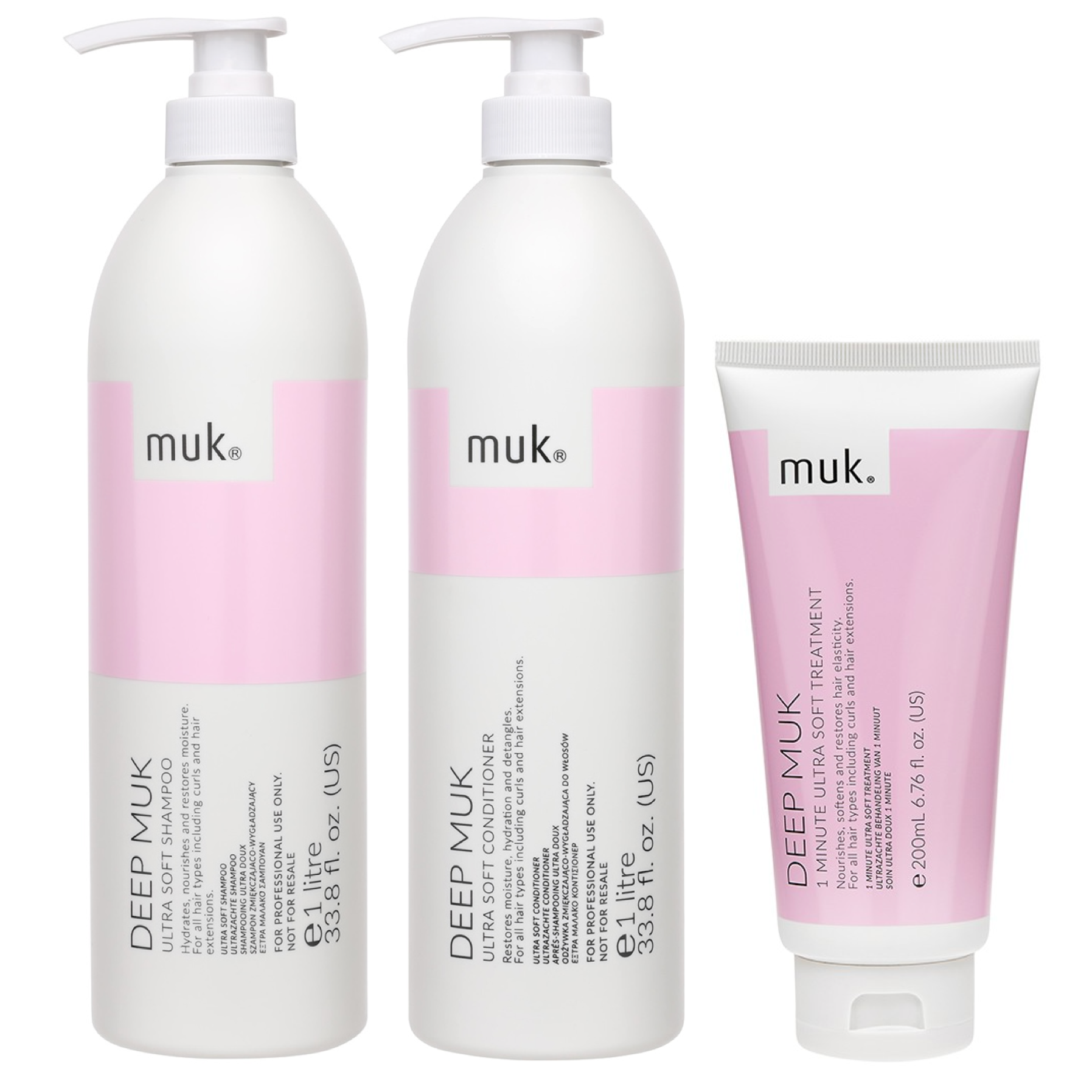 Muk Deep Ultra Soft Shampoo and Conditioner 1000ml + Treatment 200ml (3pc)