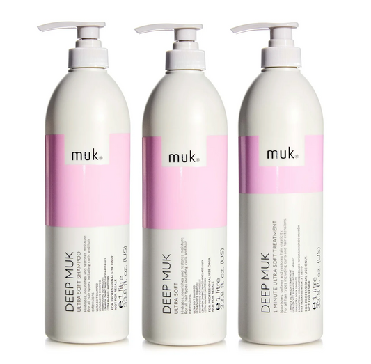 Muk Deep Ultra Soft Shampoo and Conditioner 1000ml + Treatment Trio