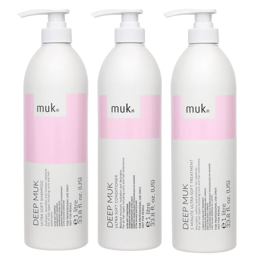 Muk Deep Ultra Soft Shampoo and Conditioner 1000ml + Treatment (3pc)