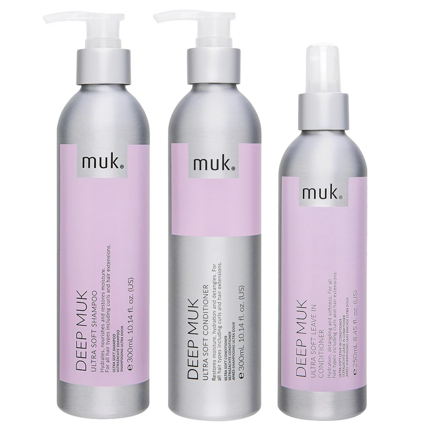 Muk Deep Ultra Soft Shampoo and Conditioner 300ml + Leave In Conditioner (3pc)