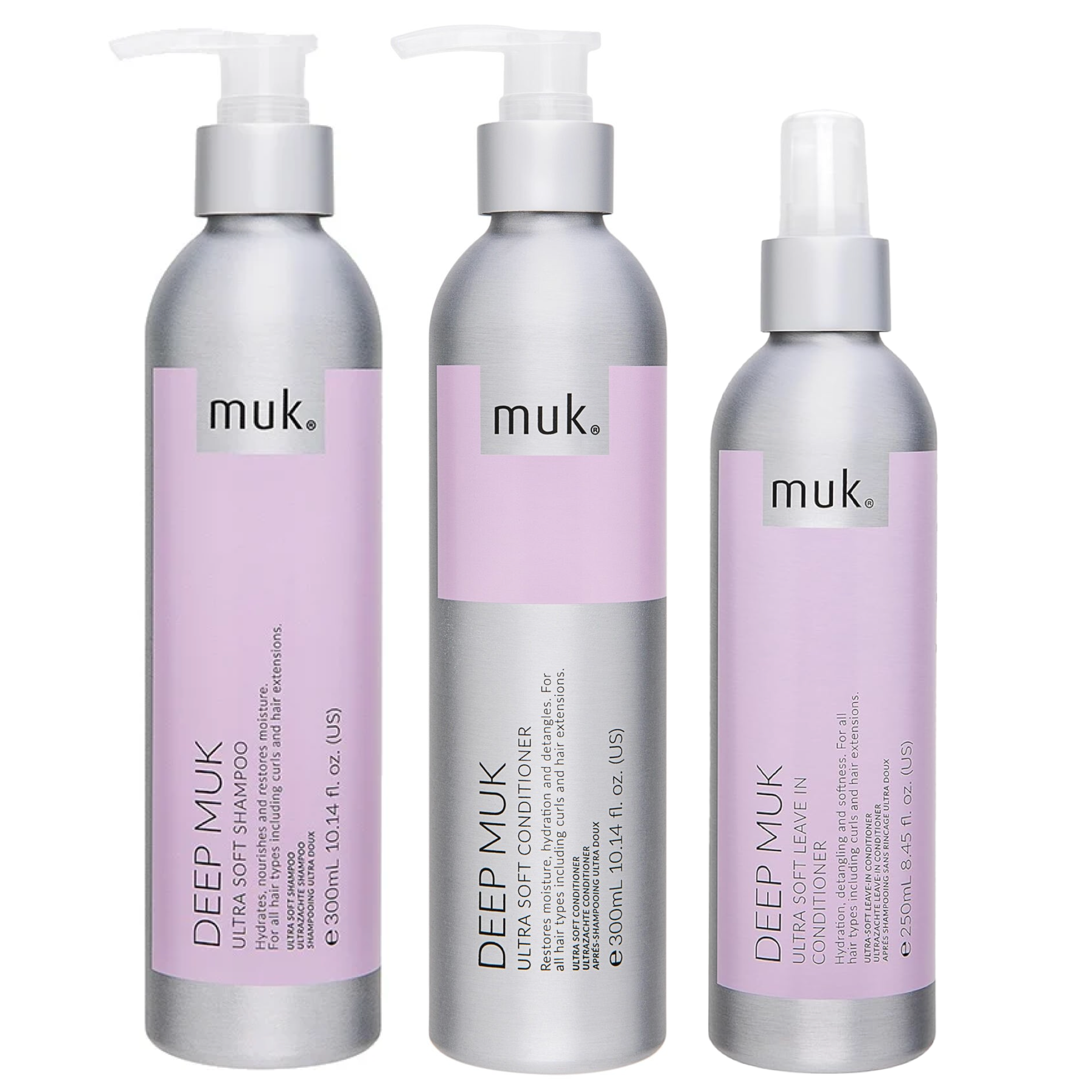 Muk Deep Ultra Soft Shampoo and Conditioner 300ml + Leave In Conditioner (3pc)