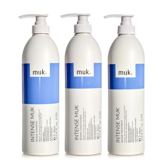 Muk Intense Repair Shampoo and Conditioner 1000ml + Treatment Trio