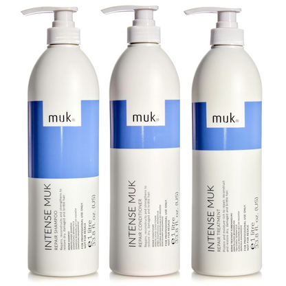 Muk Intense Repair Shampoo and Conditioner 1000ml + Treatment Trio