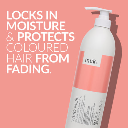 Muk Vivid Colour Lock Shampoo and Conditioner 1000ml + Deep Treatment Trio
