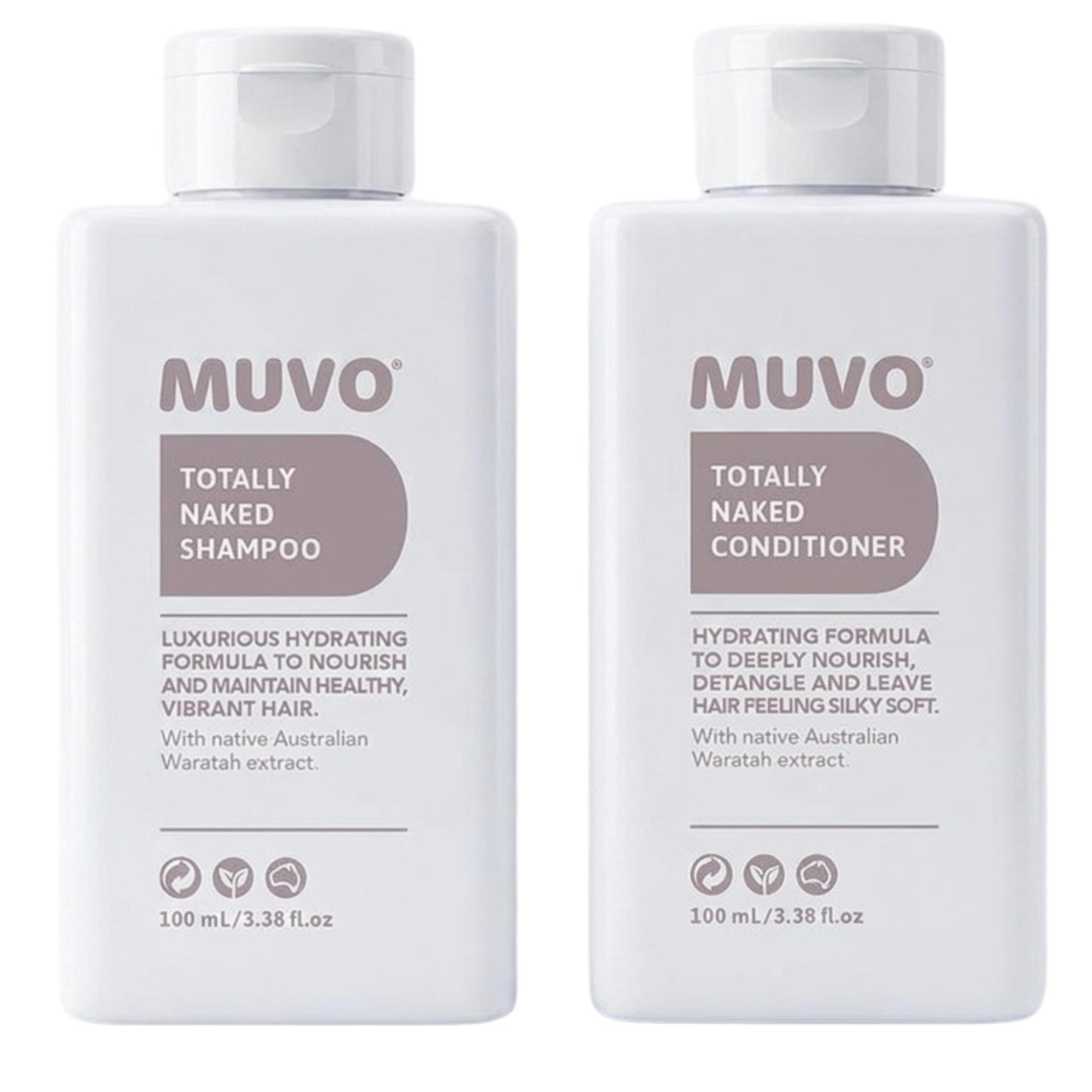 Muvo Totally Naked Shampoo and Conditioner 100ml Travel Pack