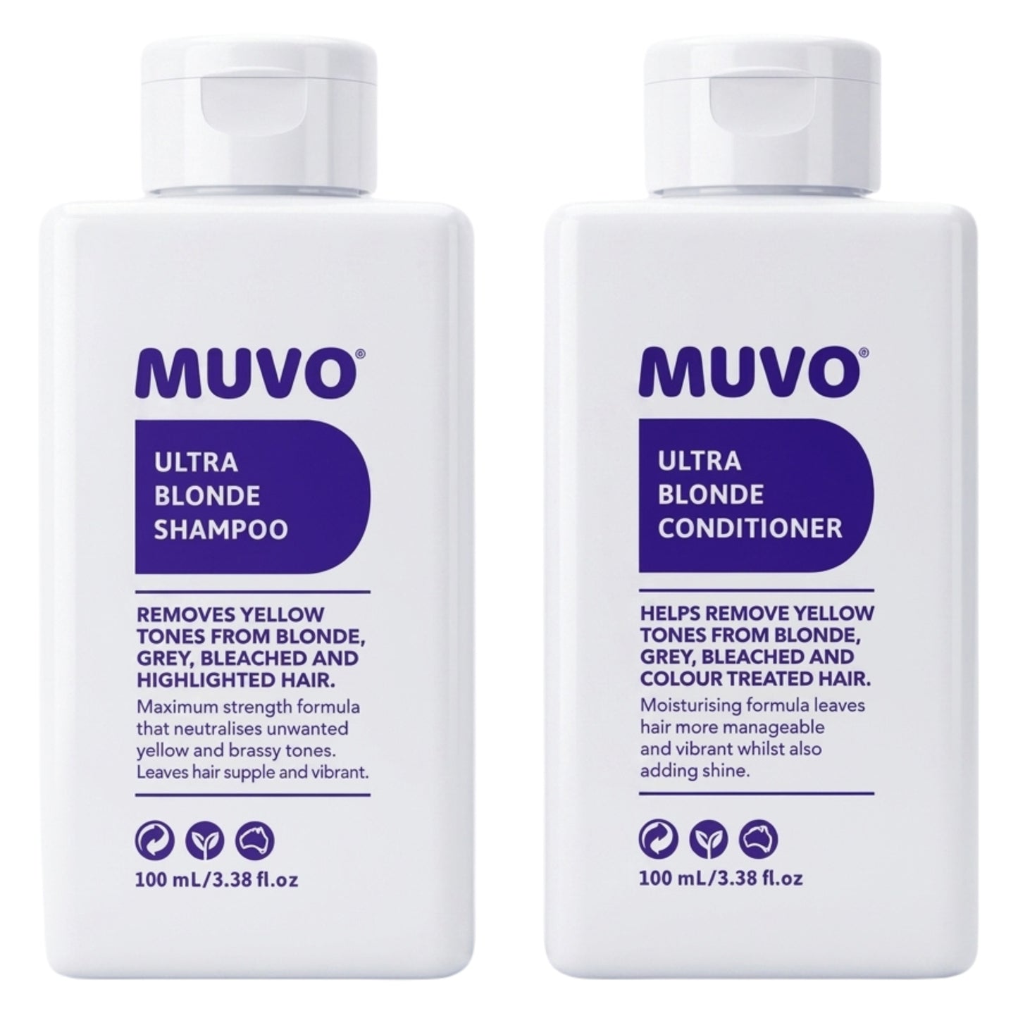 Muvo Ultra Blonde Shampoo and Conditioner 100ml Travel Pack