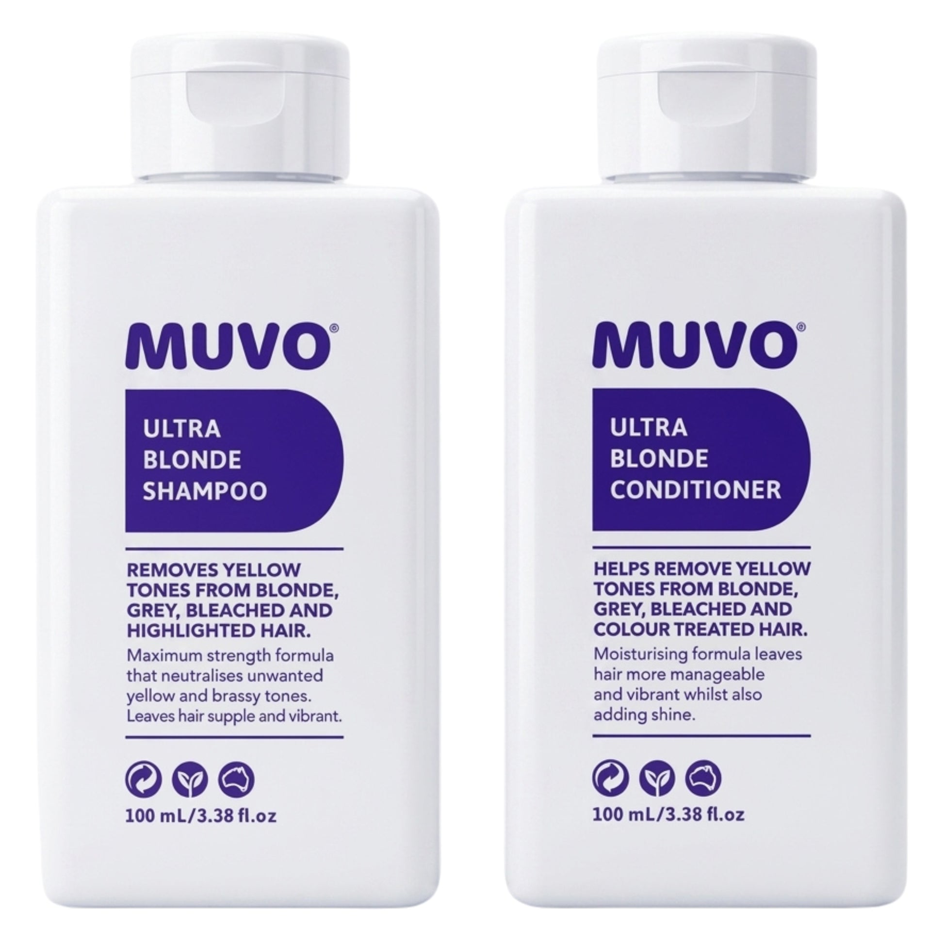 Muvo Ultra Blonde Shampoo and Conditioner 100ml Travel Pack