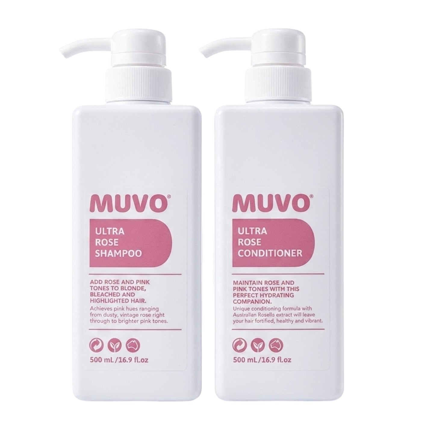 Muvo Ultra Rose Shampoo and Conditioner 500ml