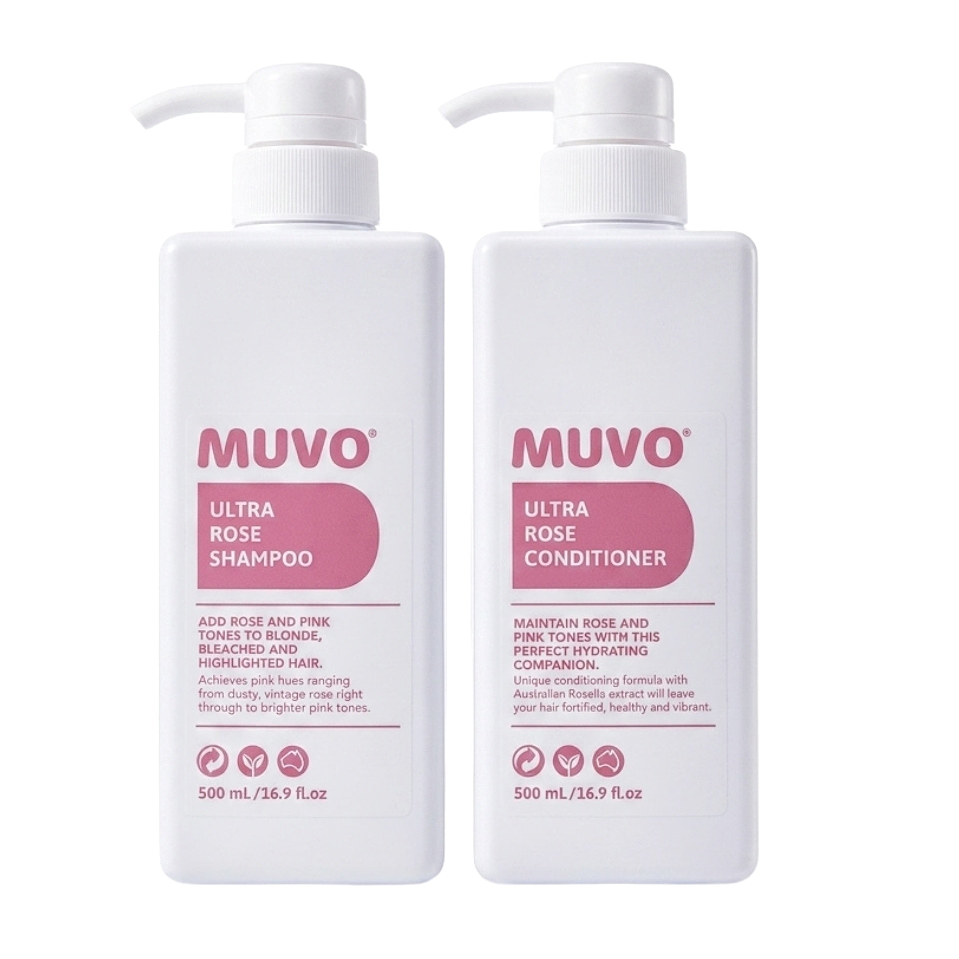 Muvo Ultra Rose Shampoo and Conditioner 500ml