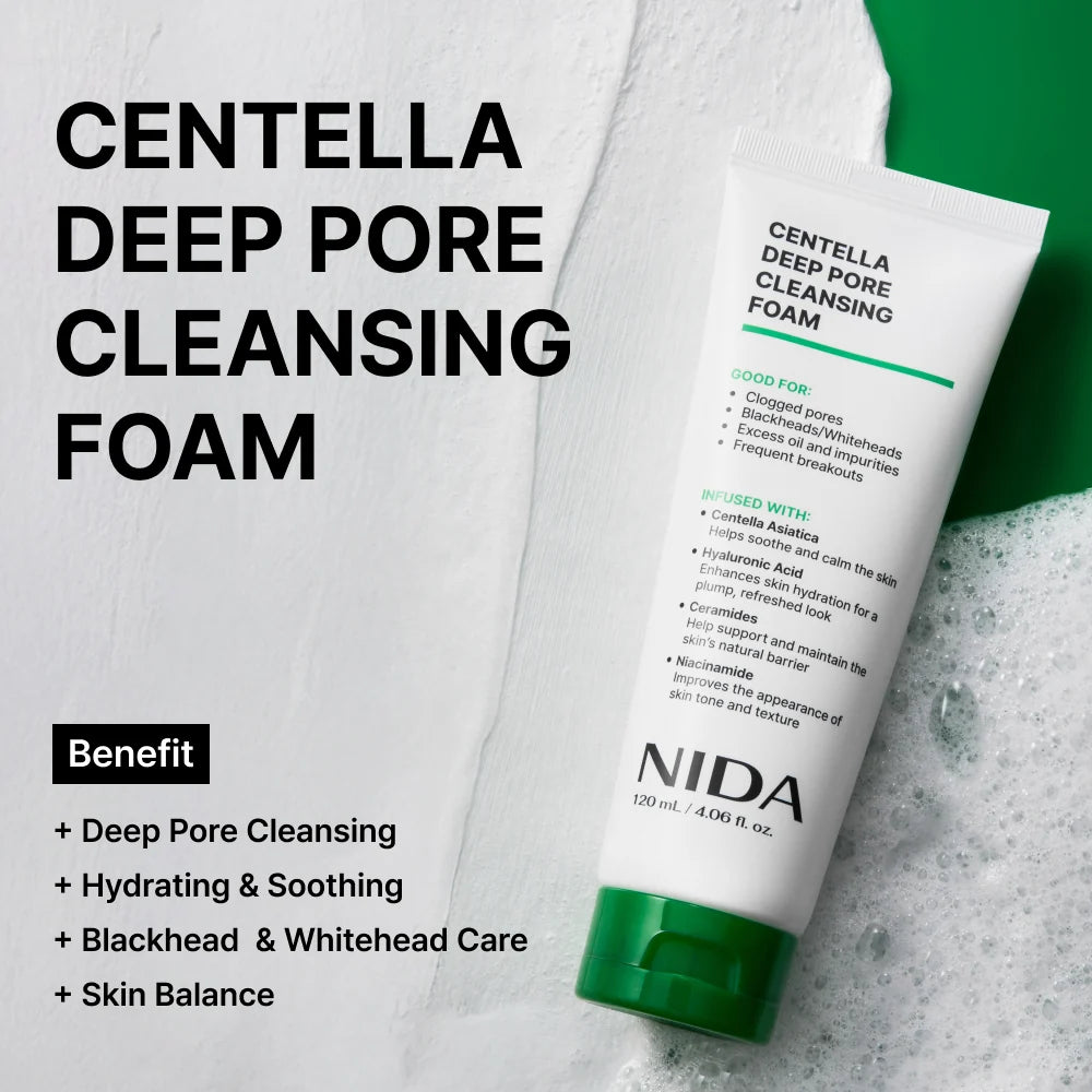 NIDA Centella Deep Pore Cleansing Foam with Hyaluronic Acid 120ml