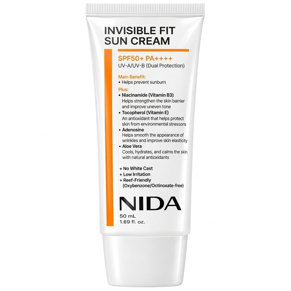 NIDA Invisible Fit SPF 50 Broad Spectrum Sunscreen Korean Beauty 50ml