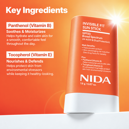 NIDA Invisible Fit Sun Stick SPF 50 Broad Spectrum Sunscreen 19g