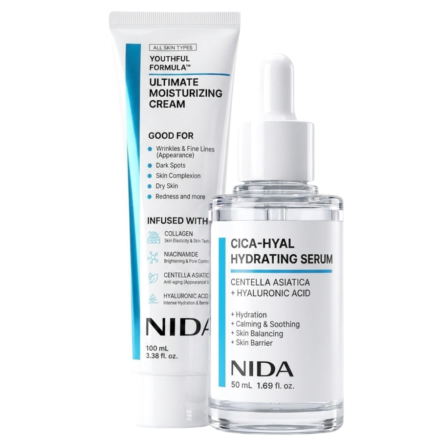 NIDA Ultimate Moisturising Cream and Hydrating Serum Korean Beauty 100ml Duo