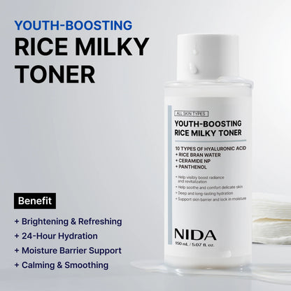 NIDA Youth Boosting Rice Milky Toner with Hyaluronic Acid & Ceramide 150ml