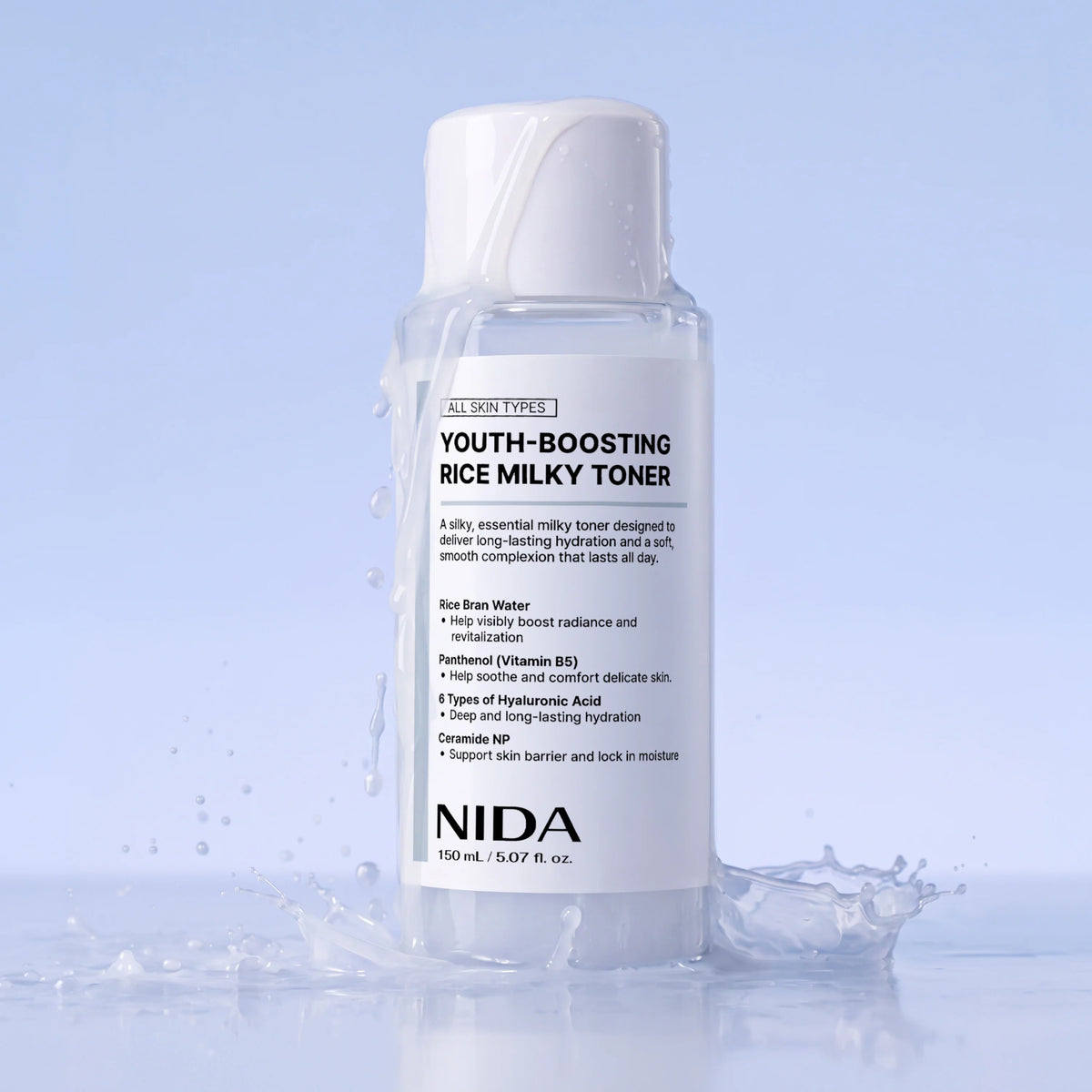 NIDA Youth Boosting Rice Milky Toner with Hyaluronic Acid & Ceramide 150ml