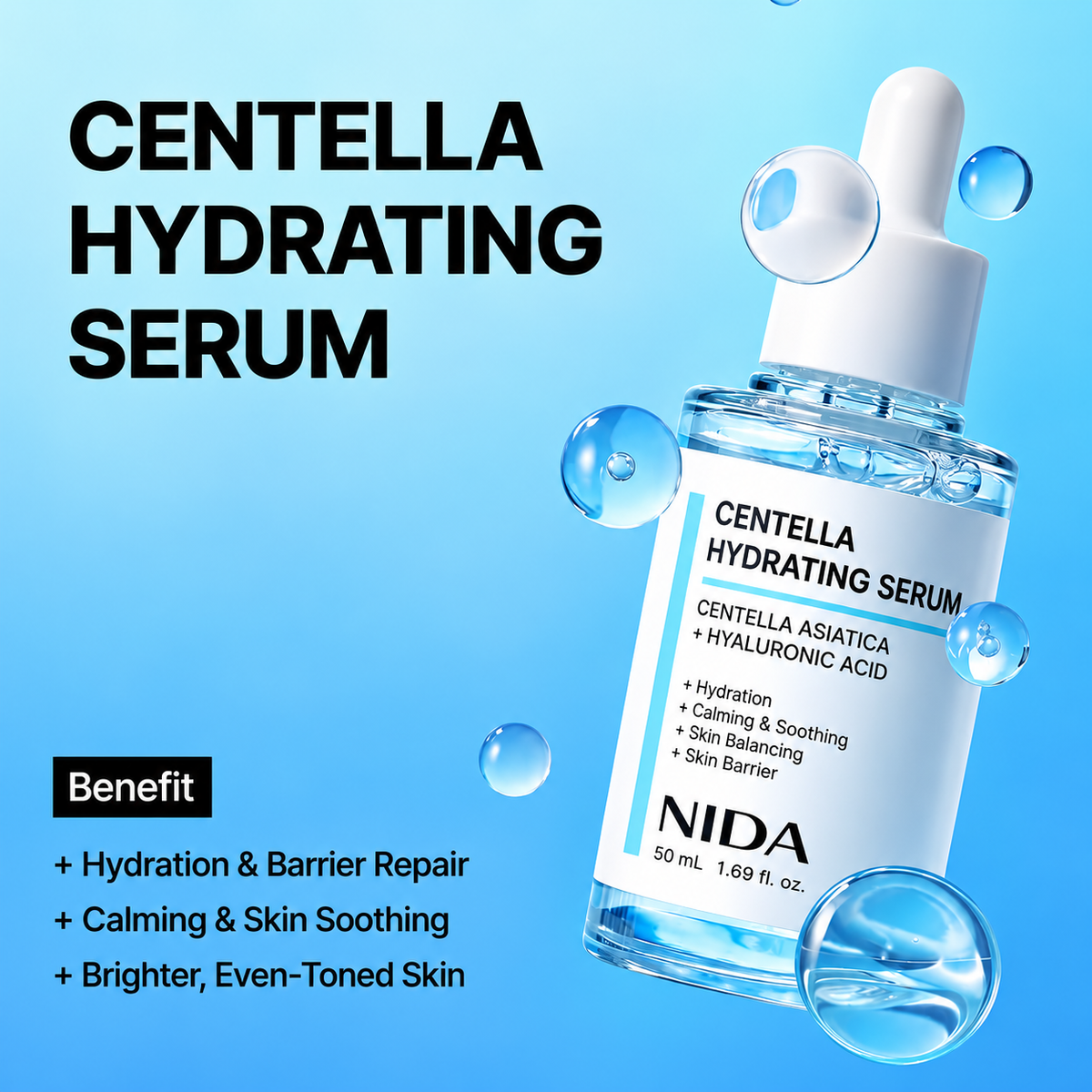 NIDA Centella Asiatica & Hyaluronic Acid Face Serum Korean Beauty 50ml
