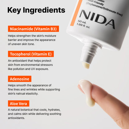 NIDA Invisible Fit SPF 50 Broad Spectrum Sunscreen Korean Beauty 50ml