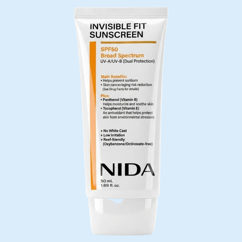 NIDA Invisible Fit SPF 50 Broad Spectrum Sunscreen Korean Beauty 50ml