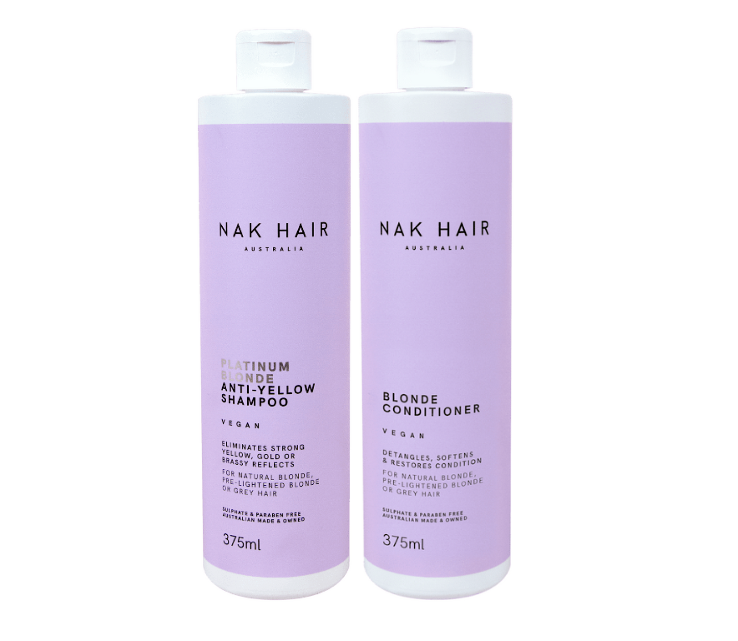 Nak Platinum Blonde Anti Yellow Shampoo and Blonde Conditioner 375ml