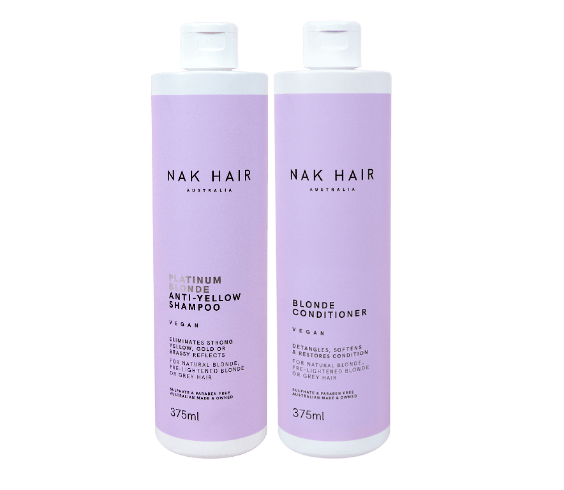 Nak Platinum Blonde Anti Yellow Shampoo and Blonde Conditioner 375ml