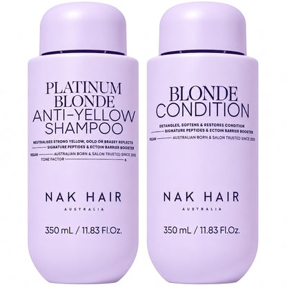 Nak Platinum Blonde Anti Yellow Shampoo and Blonde Conditioner 350ml