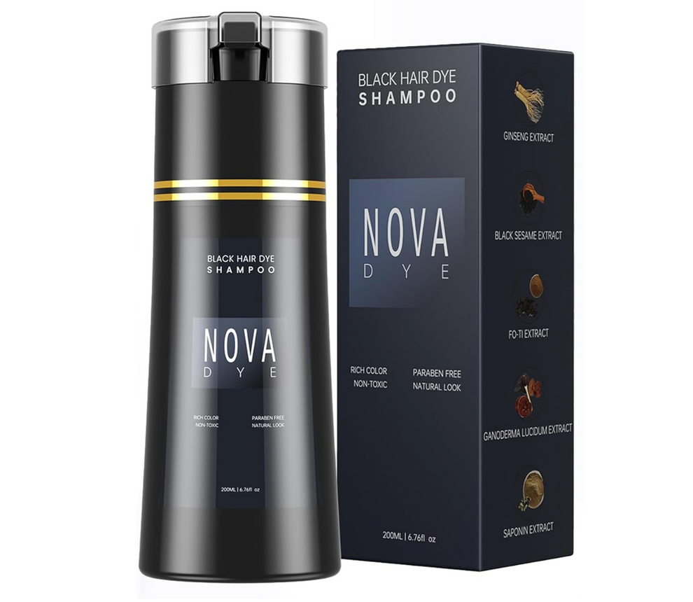 Nova Hair Black Hair Dye Shampoo 200ml (2pc)