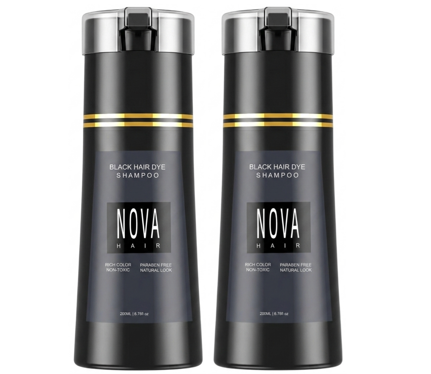 Nova Hair Black Hair Dye Shampoo 200ml (2pc)