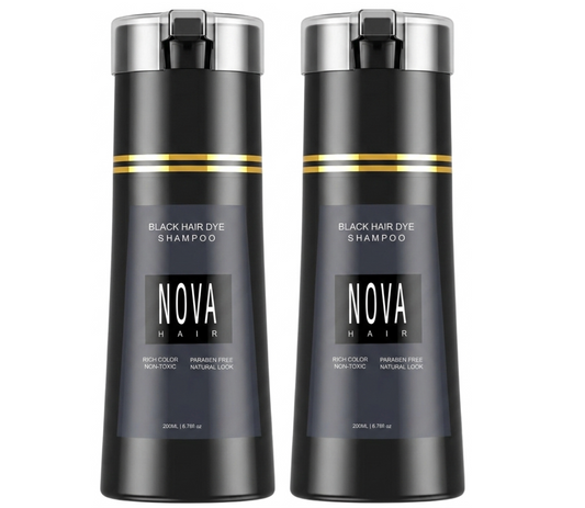 Nova Hair Black Hair Dye Shampoo 200ml (2pc)