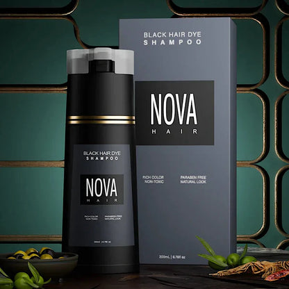 Nova Hair Black Hair Dye Shampoo 200ml (2pc)