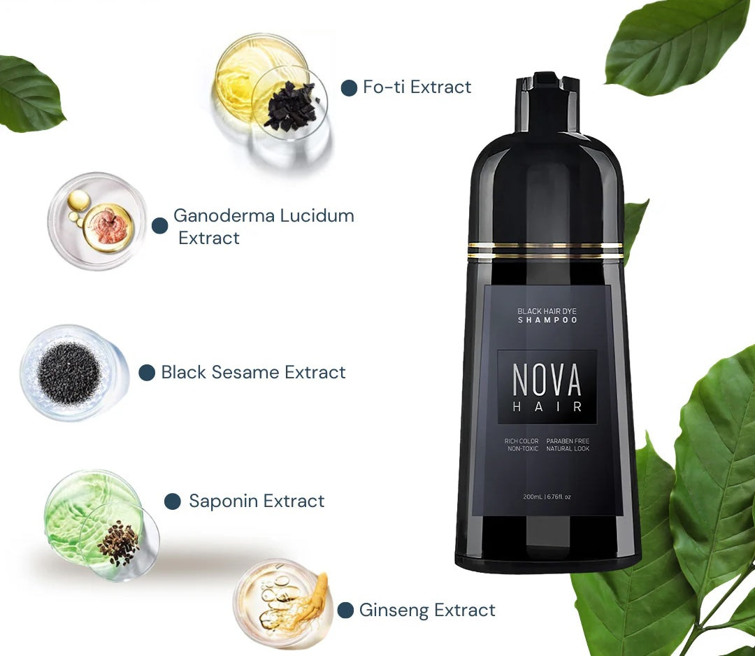 Nova Hair Black Hair Dye Shampoo 500ml