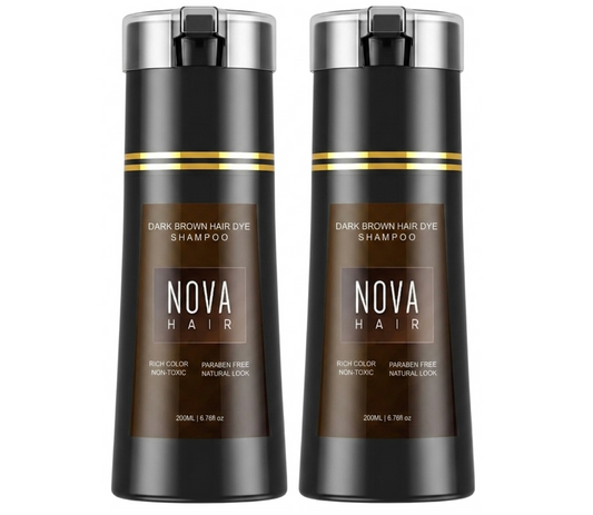 Nova Hair Dark Brown Hair Dye Shampoo 200ml (2pc)