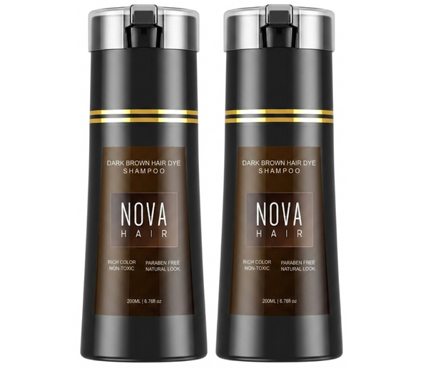 Nova Hair Dark Brown Hair Dye Shampoo 200ml (2pc)