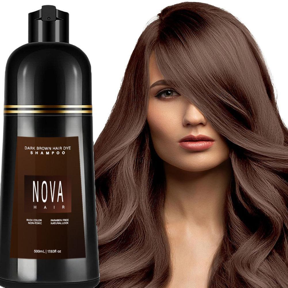 Nova Hair Dark Brown Hair Dye Shampoo 500ml