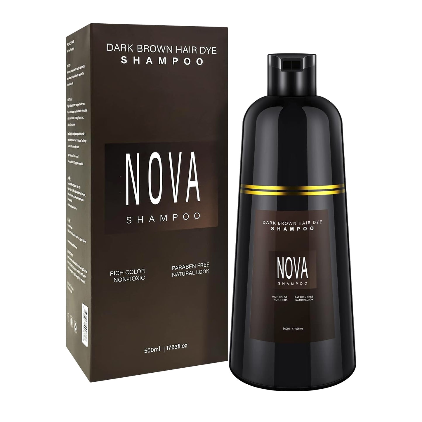 Nova Hair Dark Brown Hair Dye Shampoo 500ml