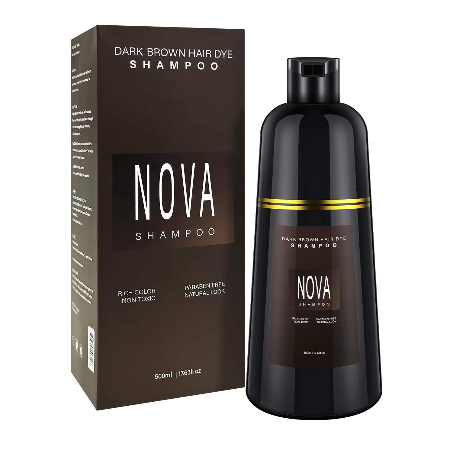 Nova Hair Dark Brown Hair Dye Shampoo 500ml