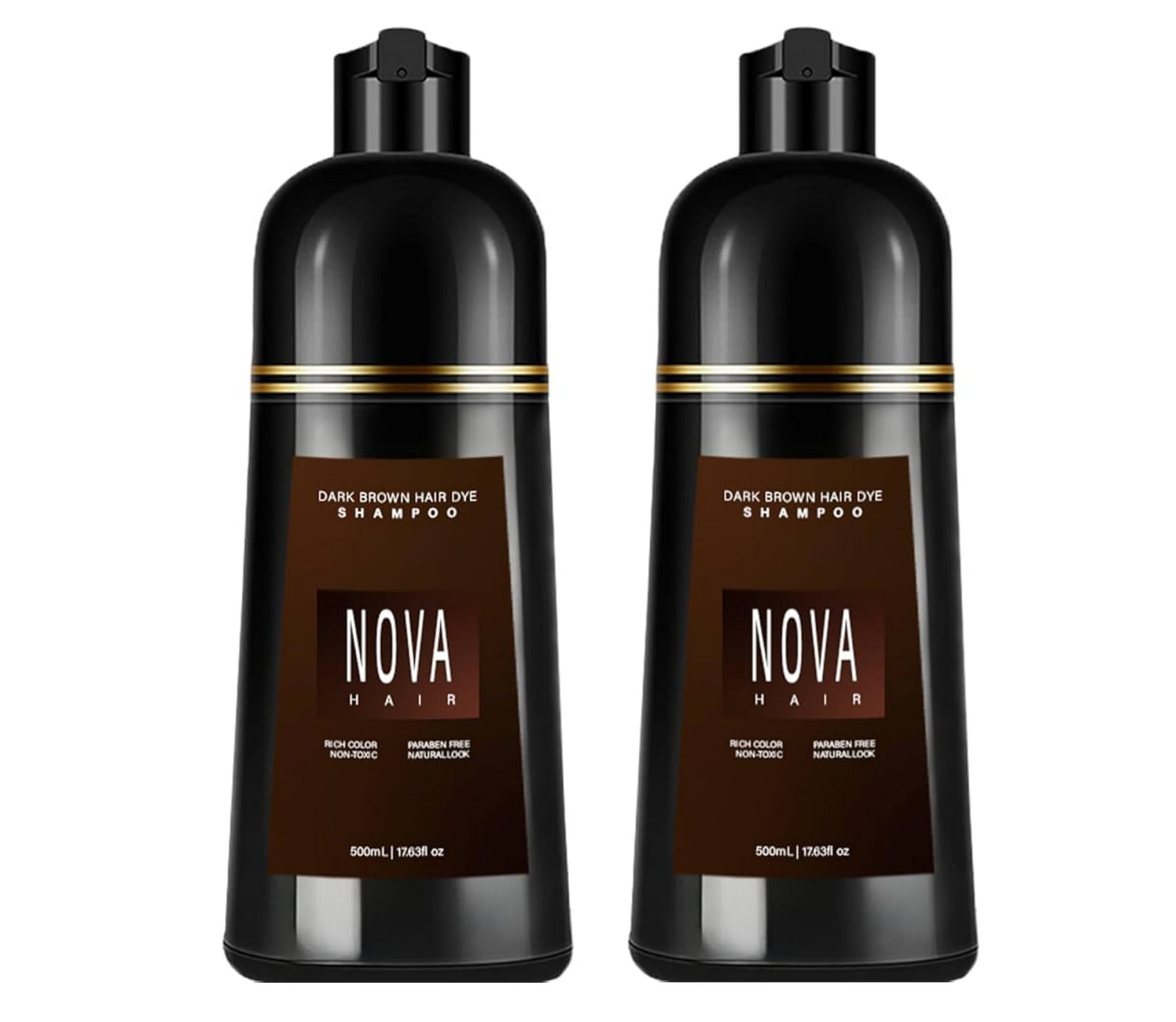 Nova Hair Dark Brown Hair Dye Shampoo 500ml (2pc)