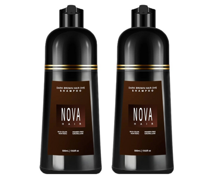 Nova Hair Dark Brown Hair Dye Shampoo 500ml (2pc)