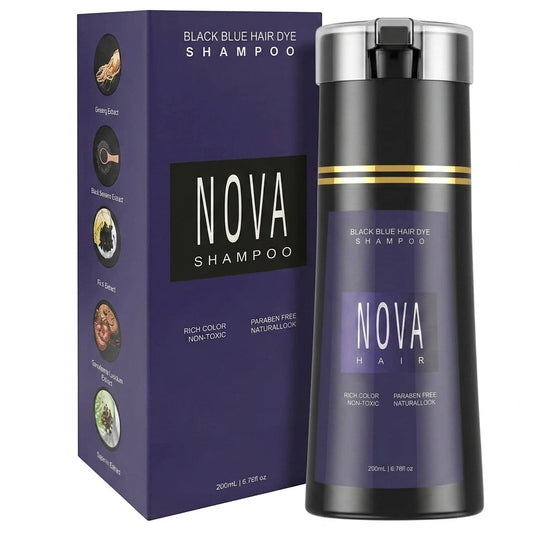 Nova Hair Instant Black Blue Hair Dye Shampoo 200ml