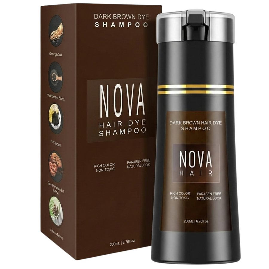 Nova Hair Instant Dark Brown Dye Shampoo 200ml