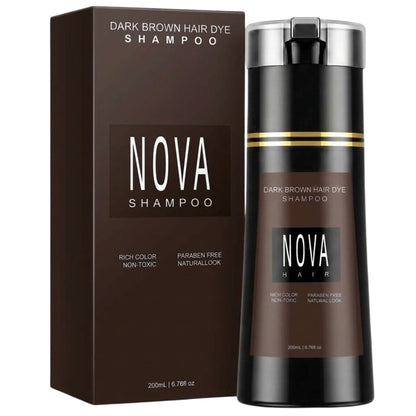 Nova Hair Instant Dark Brown Dye Shampoo 200ml
