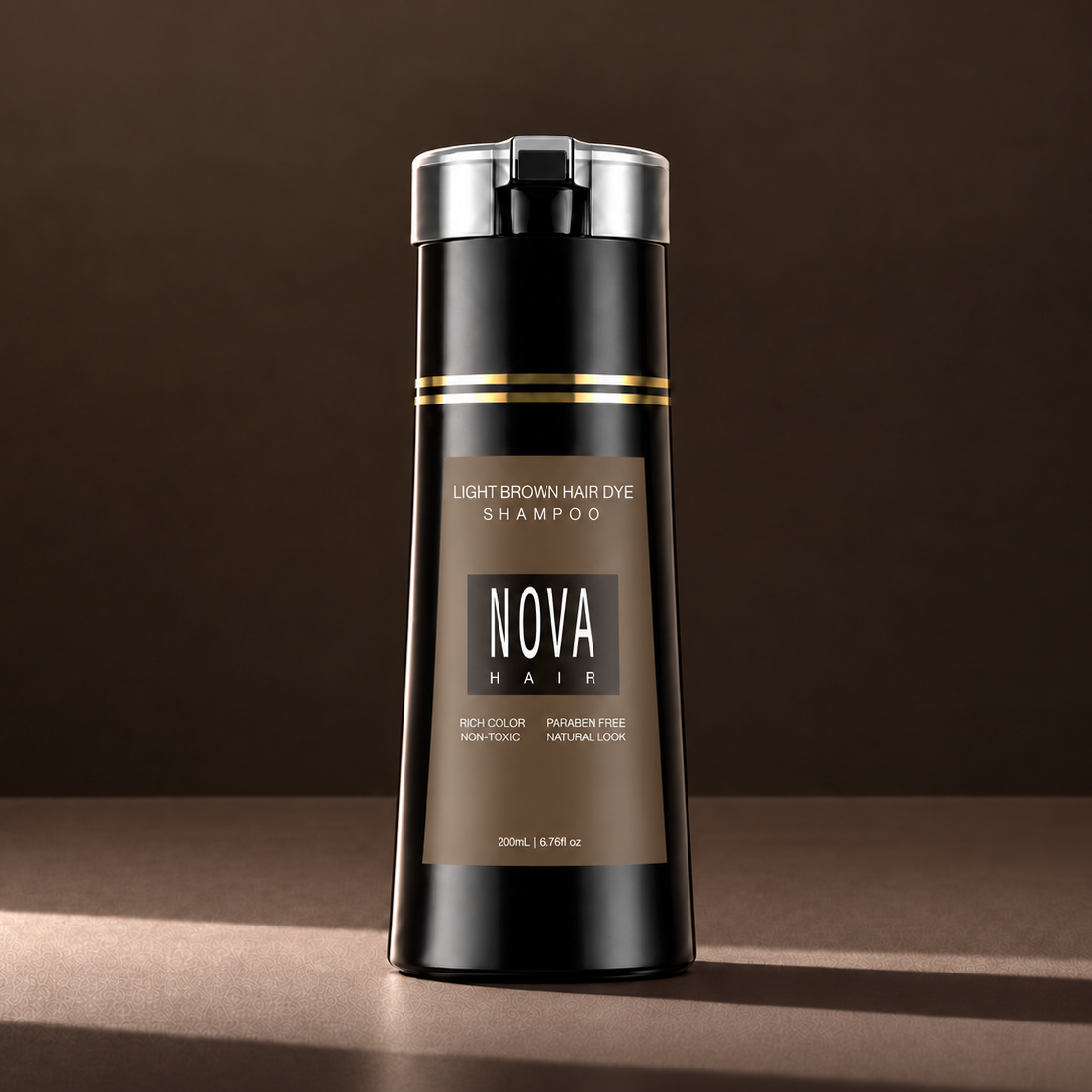 Nova Hair Instant Light Brown Dye Shampoo 200ml