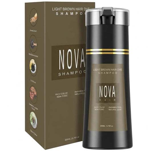 Nova Hair Instant Light Brown Dye Shampoo 200ml